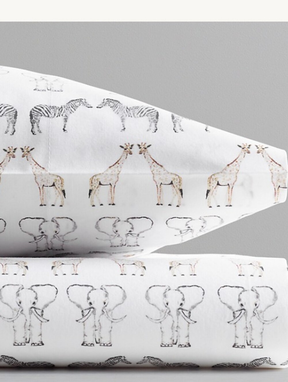 Restoration Hardware Baby & Child Watercolor Safari Animal Print Twin Flat Sheet